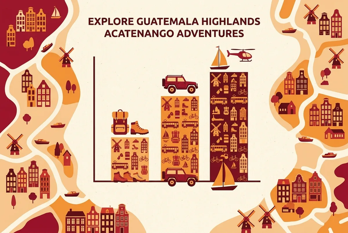 Bar chart comparing acatenango volcano tour prices across budget hikes, 4x4 tours, and a private charter, labeled by tour format
