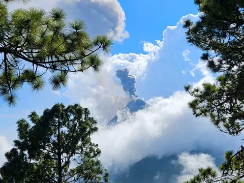 Base camp domes on the Acatenango 4x4 sightseeing tour facing Fuego